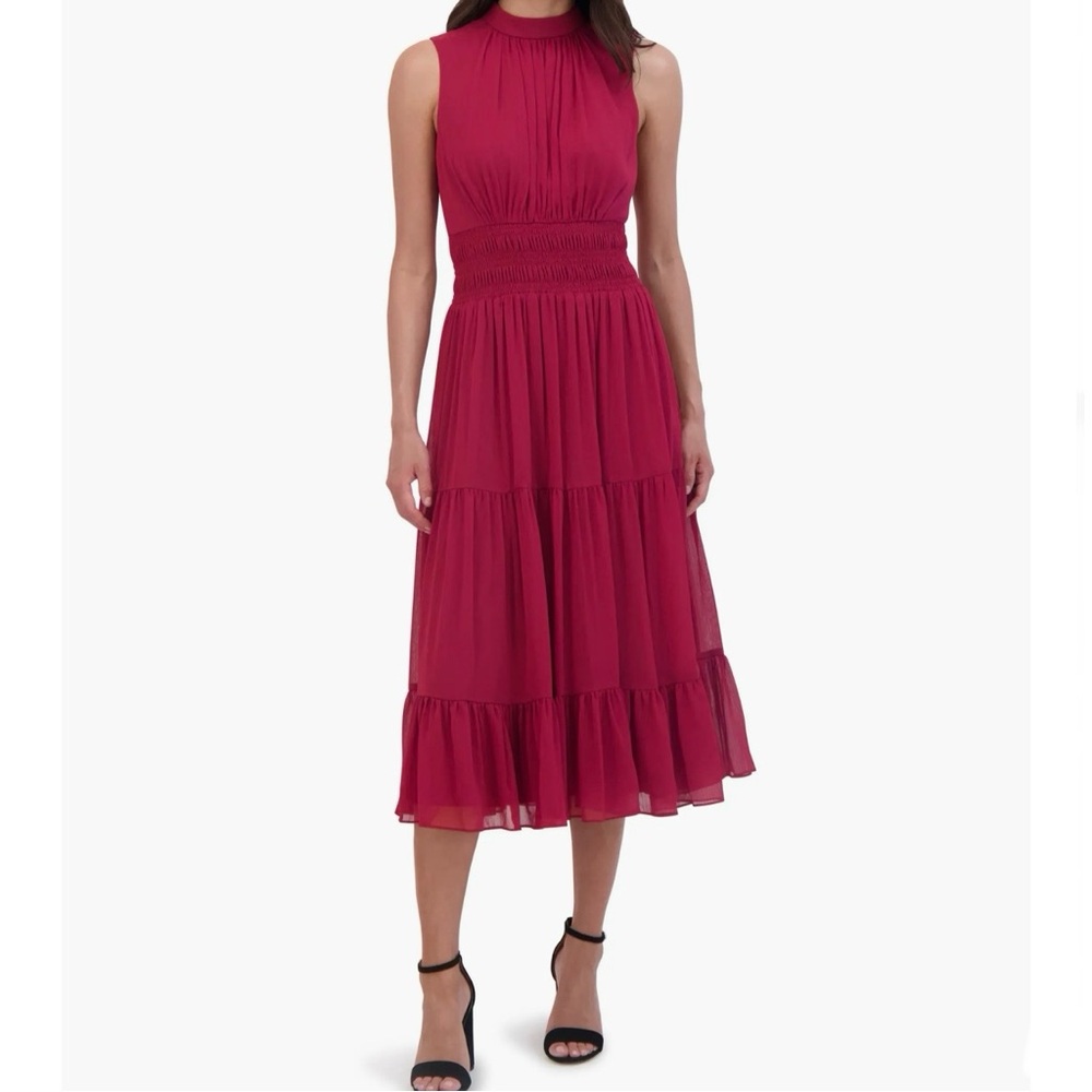 VINCE CAMUTO Smock Waist Tiered Midi Dress